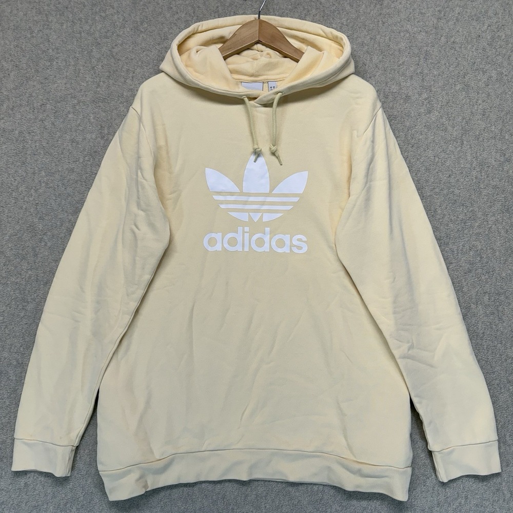 Adidas Originals Trefoil Hoodie Cream Off White Pullover Sweatshirt Mens XL‎